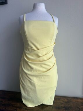 Windsor Pale Yellow Draped Bodycon Mini Dress